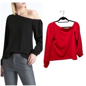 Banana Republic Balloon Sleeve one shoulder blouse red size XS